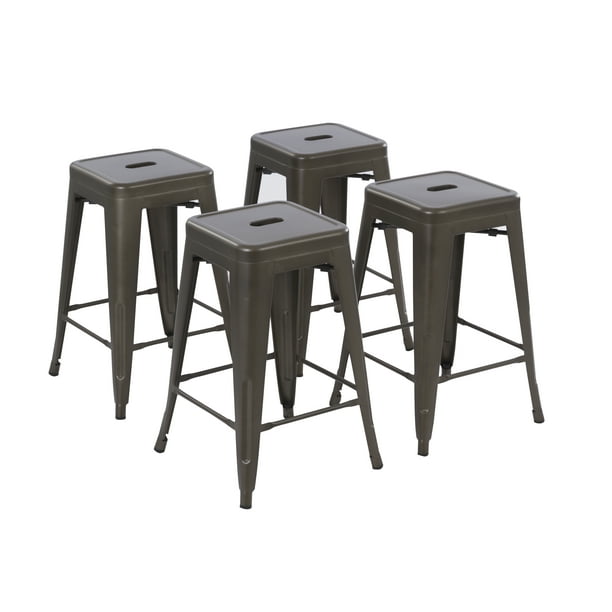 Howard 24inch Metal Stackable Stool, Set of 4, Include 4 Stools