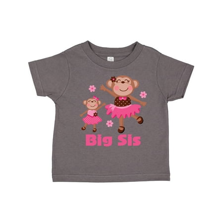 

Inktastic Big Sis Sibling Girl Monkey Gift Toddler Toddler Girl T-Shirt
