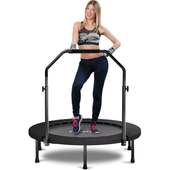 SkyBound Rebounder Trampoline for Adults - Indoor Mini Trampoline with U Bar, Fitness Rebounder with 3 Adjustable Foam Handles, Exercise Trampoline for Adults Indoor/Garden Workout