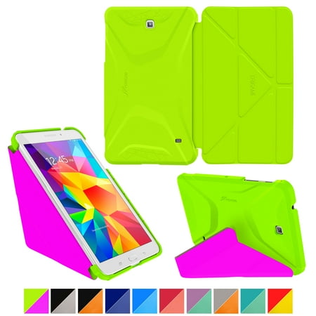Galaxy Tab 4 8.0 Case, Samsung Galaxy Tab 4 8.0 Case, Origami Slim Shell Lightweight Folio Leather PU Case Smart Stand Tablet Cover - Green/Pink