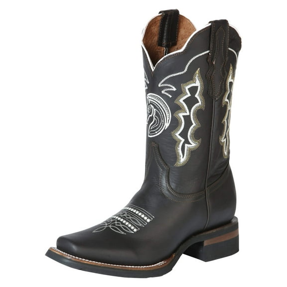 Men's Genuine Leather Embroidered Design Rodeo Cowboy Boots 'El General' 51114
