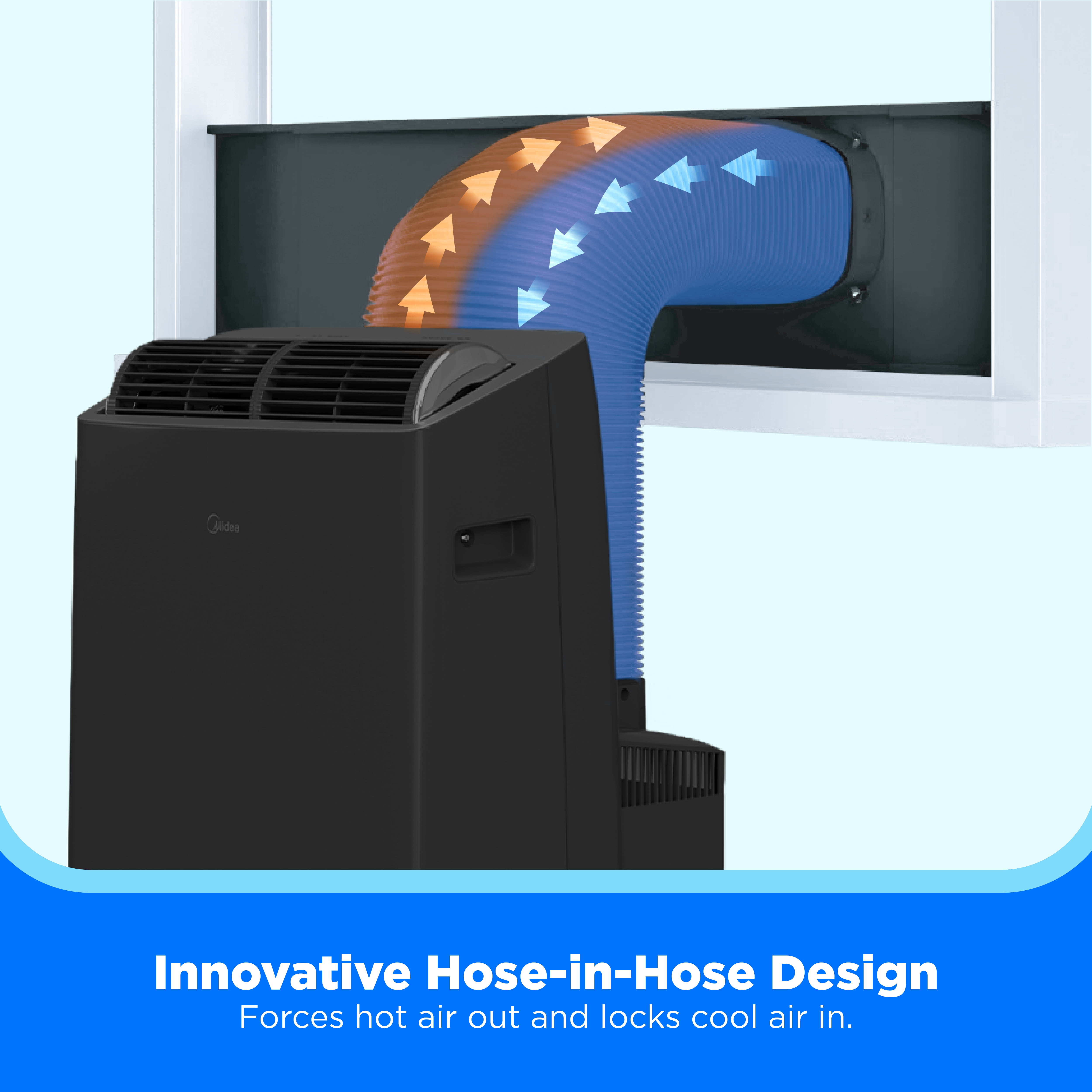 Midea 10,000 BTU DOE Duo Smart Inverter Portable Air Conditioner, for spaces up to 450 sq. ft. (Black) - Thumbnail 2