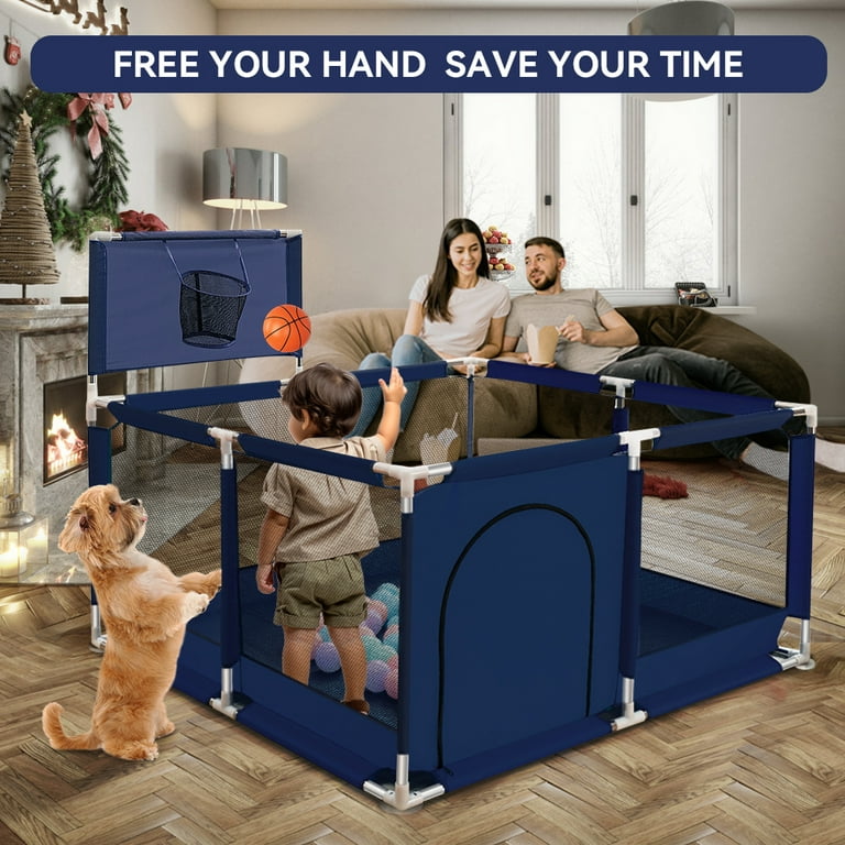 Baby Playpen, Baby Play Yard, Baby Fences Christmas Gifts Space Saving Baby  Bodyguard, Blue