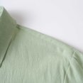 thumbnail image 6 of TOUMENY Men Linen Shirts Casual Long Sleeve Lightweight Breathable Shirt Solid Button Down Loose Fit Vacation Beach Summer Fall Tops Green XL, 6 of 7