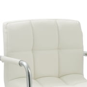AC Pacific Contemporary Adjustable Swivel Kitchen Bar Stool Chair with Cushion and Armrest, 24-33, White