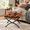 Brown, variant on Black Upholstered Folding 15 Inch Metal Frame Foot Rest Stool Ottoman