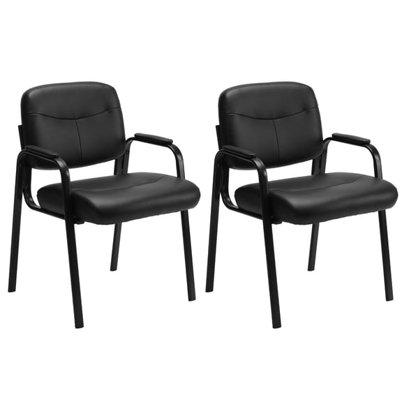 Kadyn Leather Ergonomic Computer Chair with Padded Arms, Home Office Desk Chairs for Home Ofiice, Living Room, Black, 2 Pack