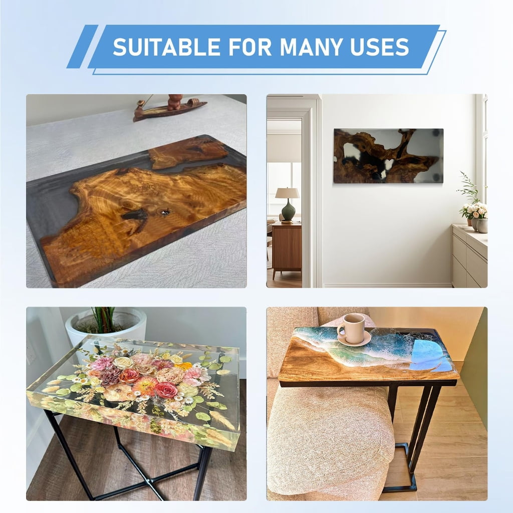 Silicone Table Mould Epoxy Resin Square Craft Set with 4 Metal Legs for Home Decoration