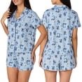 thumbnail image 2 of Richard Leeds International Womens Short Sleeve Button-Down Pajama Set Disney Lilo & Stitch, X-Small, Blue Stitch, 2 of 2