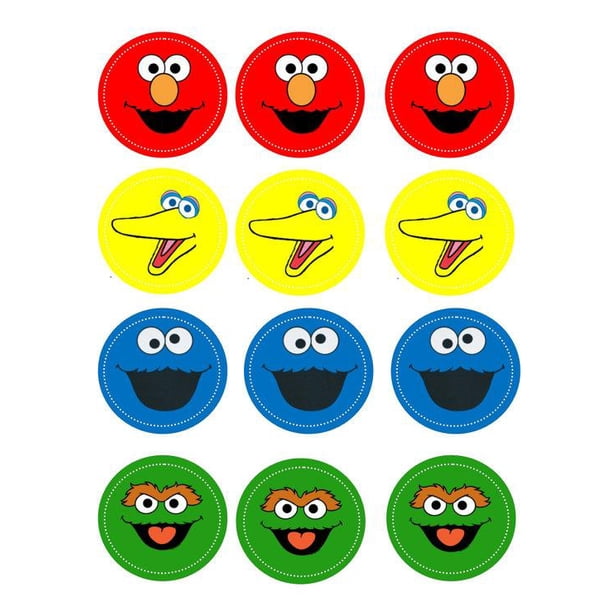 Sesame Street Elmo Big Bird Cookie Monster Oscar The Grouch Edible Cupcake Toppers Images Abpid Walmart Com