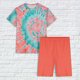 thumbnail image 3 of Conjunto de Pijama de las Mujeres de Manga Corta Sólida de Lechuga Y Pantalones Cortos de 2 Piezas de Poliéster, Pijama Suelto Casual para el Verano, 3 of 6