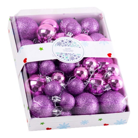 HOARBOEG 42 Piece Plastic Christmas Ball Ornament Set Shatterproof Hanging Baubles for Tree Holiday Party Decor Purple