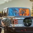 thumbnail image 2 of SEANATIVE Truck Window Graphic Decal Waterproof Perforated Vinyl Stickers UV Protection Car Rear Film Decal for Pickups Trucks, 66.9 x 22.4 Inch, Wolf Tiger Fire Pattern Red Blue, 2 of 7