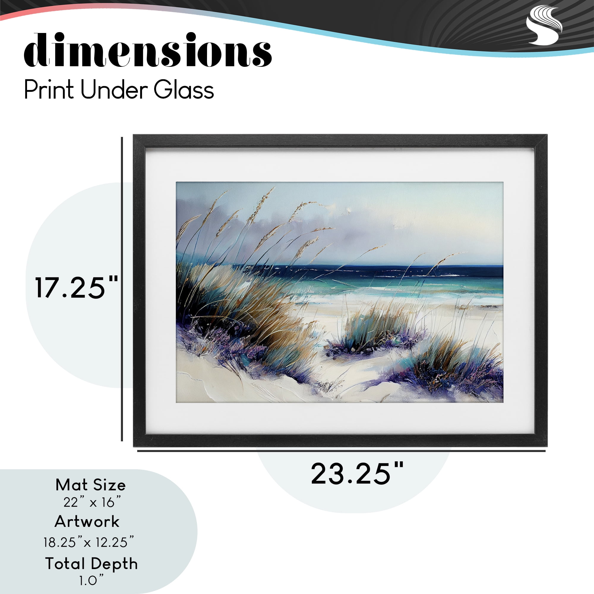 Euphoria Beach Dunes Black Framed Print Under Glass, design by Sasha