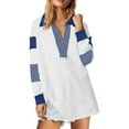 Atogsazn Womens Oversized Striped Shirt Half Zip Sweatshirt Long Sleeve