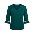 thumbnail image 5 of Tqcoqu Women's 3/4 Sleeve Tops Tunic Casual Pleated V Neck Business Work Blouses Office Shirts,Multicolor,Women's S-XXL, 5 of 9