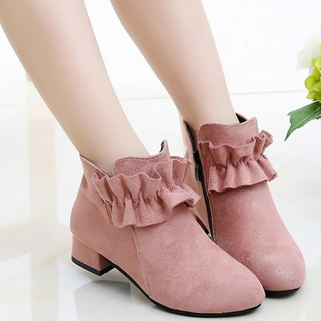 

Children Baby Girls Princess Casual Shoes Winter Cotton Warm Short Boots Pink 37