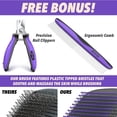 thumbnail image 2 of Ruff 'N Ruffus Self-Cleaning Pet Slicker Brush For Cats & Dogs + FREE Pet Nail Trimmers & Plastic Comb, Purple, 2 of 7
