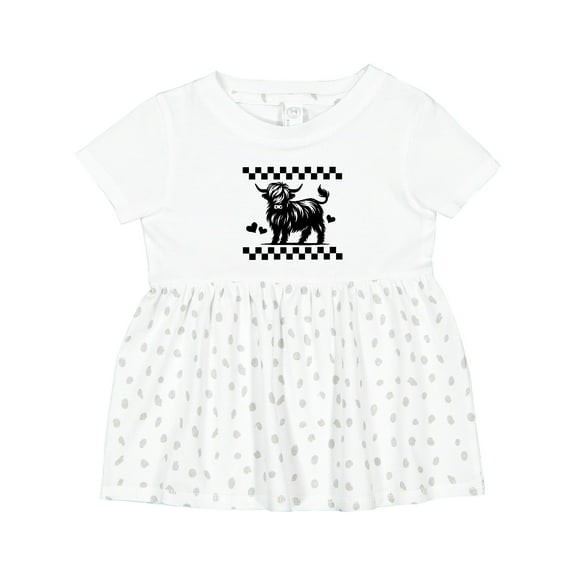 Inktastic Highland Cow Lover Checkered Girls Baby Dress