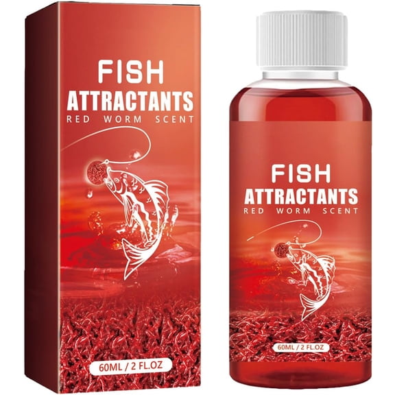Fish Attractant, Red Worm Liquid Bait, High Concentration Fish Bait Attractant Enhancer 60ml, Fishing Attractants for Freshwater, Saltwater, Trout, Cod, Carp, Bass