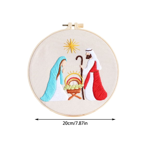 Paquete de Material de Bricolaje de Bordado Hecho a Mano, Kit de Estiramiento de Bordado de Cinturón Árabe de Mitología Religiosa Europea, Tela de Algodón de 29x29cm con Hilos Y Agujas