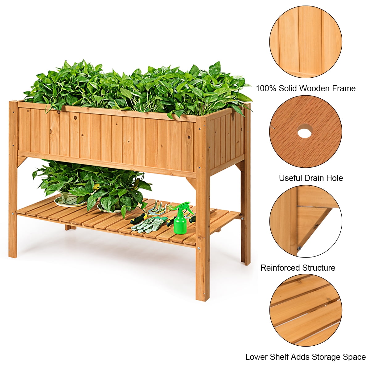 Raised Garden Bed Elevated Planter Box Shelf Standing Garden Herb