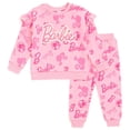 thumbnail image 1 of Conjunto de ropa de Barbie para niñas grandes, sudadera de forro polar y chánger, color rosa, 1 of 4