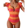 thumbnail image 1 of Traje de baño de una pieza para mujer con control de barriga y volantes para adelgazar, 1 of 5