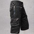 thumbnail image 2 of Men's Cargo Shorts 3/4 Relaxed Fit Outdoor Hiking Shorts Elastic Waist Casual Running Bottoms with Multi Pockets for Daily Travel Black L, 2 of 3