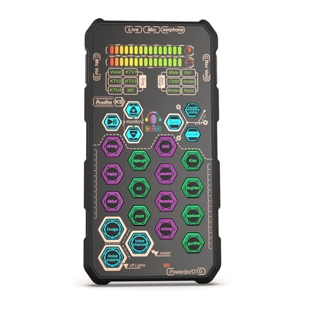 K9 Handheld Live Sound Card Set - Portable USB Audio Mixer for Podcasting, Singing, and Recording