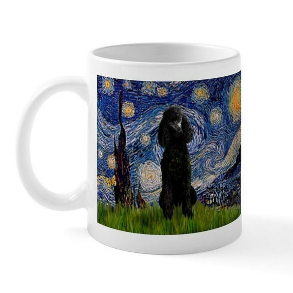 CafePress - Starry Night Black Poodle Mug - 11 oz Ceramic Mug - Novelty Coffee Tea Cup
