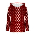 thumbnail image 6 of Byworldtasic Womens Hoodies Womens Casual Long Sleeve Polka Dot Pullover Tops Hooded Sweatshirts with Pocket, 6 of 7