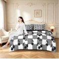 thumbnail image 5 of Manfei Vintage Grid 7pcs Queen Bedding,Cute Cherry Bedding Comforter Set Queen,Black White Red,Black Reversible, 5 of 7