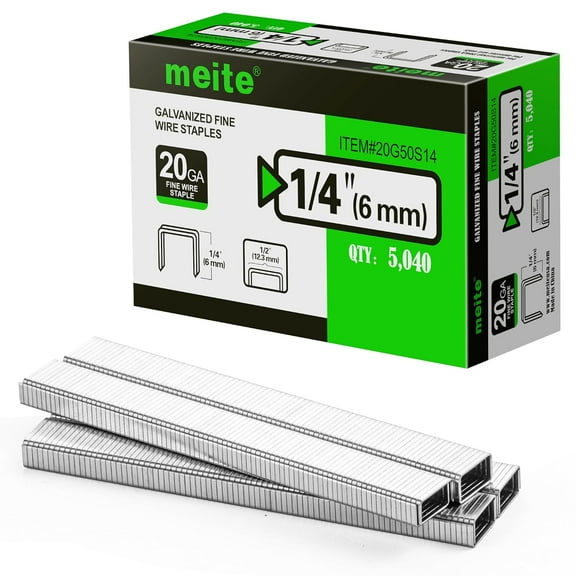 MEITE 20GA 50 Type Galvanized Staples,1/2" Crown 1/4" Length for Upholstery 5,040 Pcs/Box(1 Box)