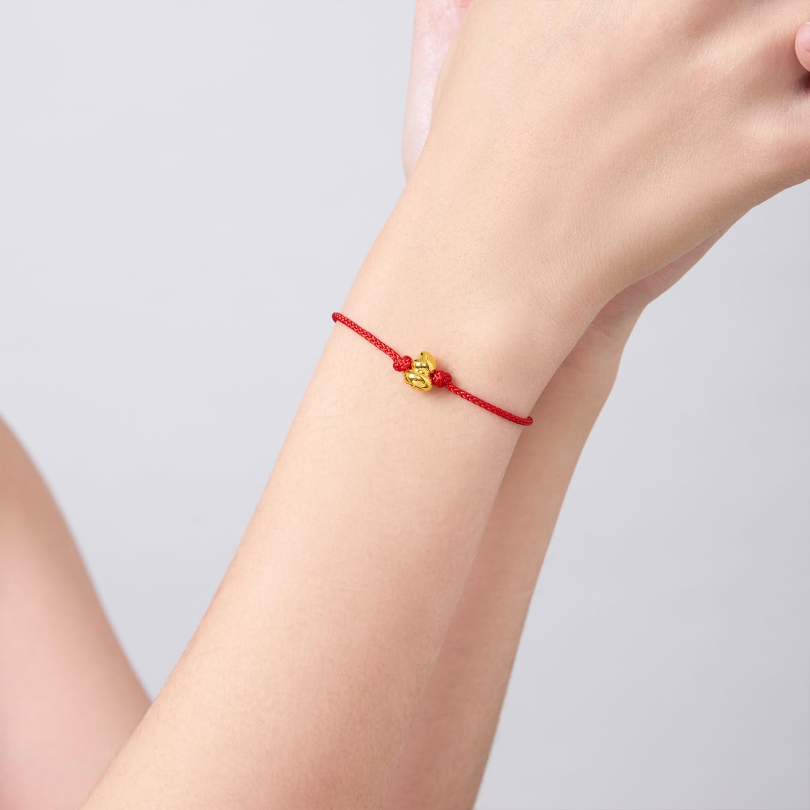 ZHOU LIU FU 24K Gold Gourd Charm Red String Bracelet, Adjustable Hulu Feng Shui Bracelet for Women & Men, Protection & Good Fortune