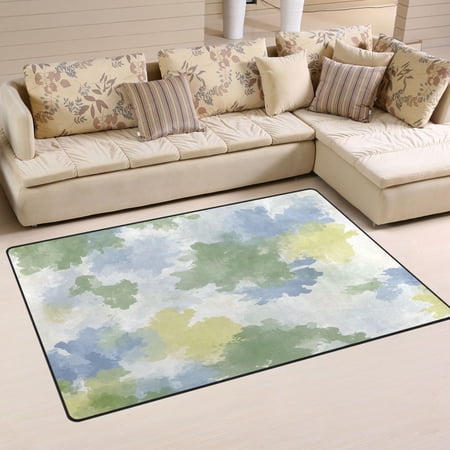 Watercolor Pattern Design Soft Polyester Area Rug 31''x20'', Non Slip, Memory Foam, Water Absorbent