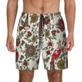 thumbnail image 2 of Goofa Dark Enchanted Flowers And Birds Printed Men's Swim Trunks Board Shorts Quick Dry Mens Swimming Trunks with Compression Liner,Breathable Fit Hawaii Beach Shorts-X-Large, 2 of 9