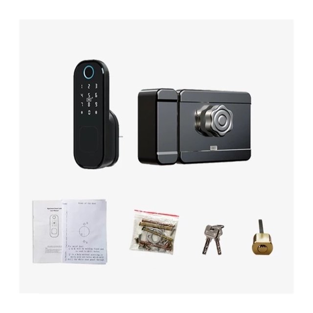 Rust Proof Coating Fingerprint App Outdoor Lock Remote Control Code Keyless Smart Door Electric Rim ,Easy to Operate