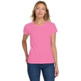 thumbnail image 3 of Gildan Women's Heavy Cotton T-Shirt, Short Sleeve Crewneck Classic Fit Tee, Azalea, Size-S, 3 of 5