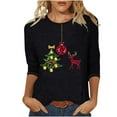 thumbnail image 3 of yoeyez Christmas 3/4 Sleeve Shirts for Women Christmas Snowman Print Top Cute Santa Print T Shirt Round Neck Holiday Shirt Tops Women Sweaters Multicolor M, 3 of 6