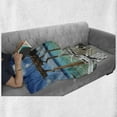 thumbnail image 6 of Travel Soft Flannel Fleece Throw Blanket, Beach Sunbeds Ocean Sea Scenery with Wooden Seem Pier Image Print, Cozy Plush for Indoor and Outdoor Use, 50" x 60", Pale Brown White, by Ambesonne, 6 of 6