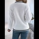 thumbnail image 5 of Suéter Informal de Larga con Cuello en V para Mujer, Jersey de Rayas Moderno de Punto , Suéteres Preppy. M, 5 of 10