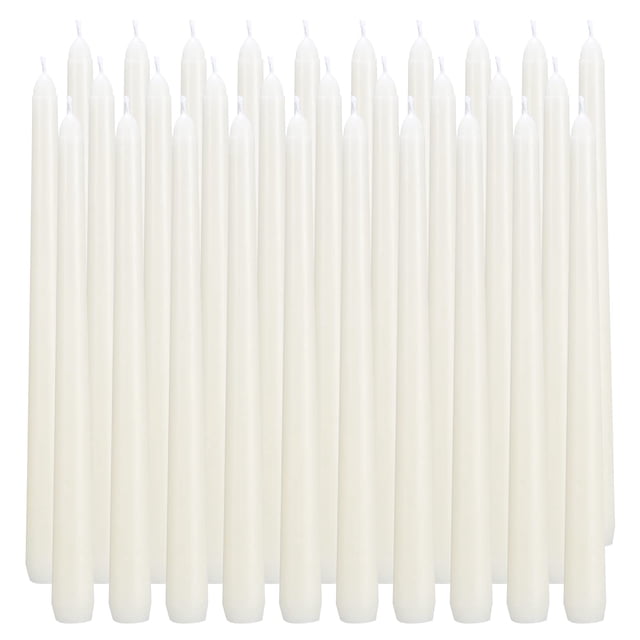 Velas cónicas, color marfil, color marfil, 25 cm, sin olor, 30 unidades