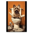thumbnail image 3 of Yorkshire Terrier Dog Canvas Wall Art for Bedroom Living Room Home Decor,Funny Dog Canvas Sitting on The Toilet Animal Pattern Office Artworks, modern wall decor, Ready to Hang, 3 of 6