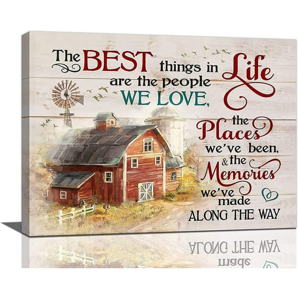 Farmhouse Barn Wall Art Rustic Barn cross Wall Decor Life Quotes Country Pictures Canvas Prints Framed Modern Artwork for Home Living Room Bedroom Bathroom 16"x12"