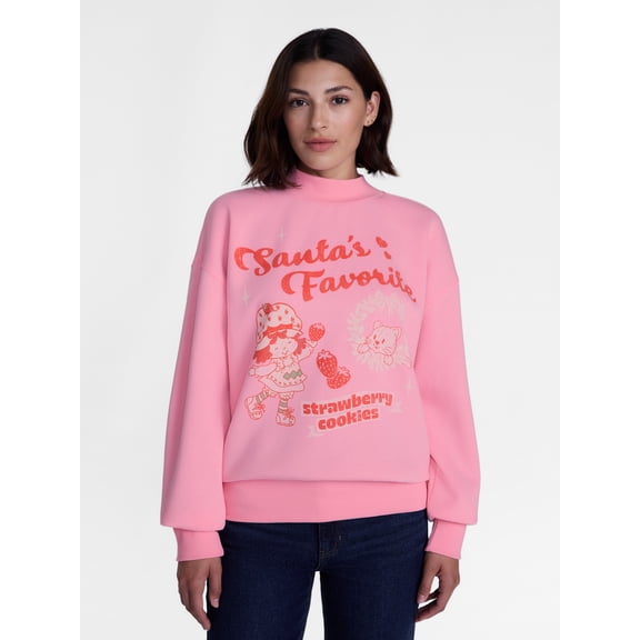 Strawberry Shortcake Women's Christmas Graphic Mock Neck Sweatshirt, Sizes XXS-XXL