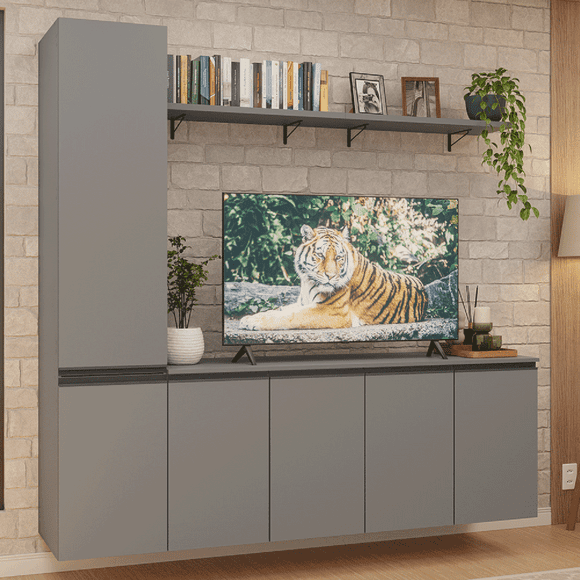 Mueble para TV Flotante Madesa Nice Hasta 70 con Repisa Gris