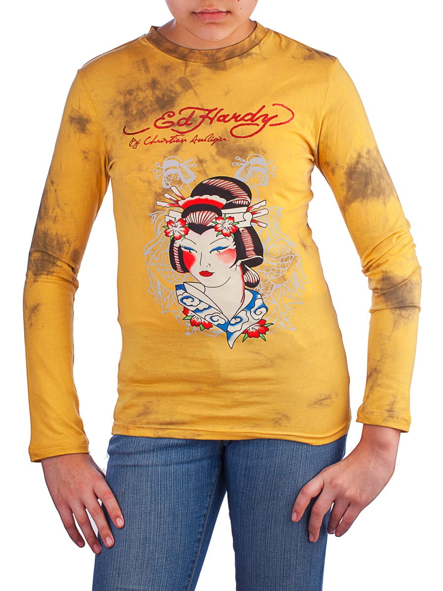 Ed Hardy Kids Girls Long Sleeve T-Shirt - Walmart.com