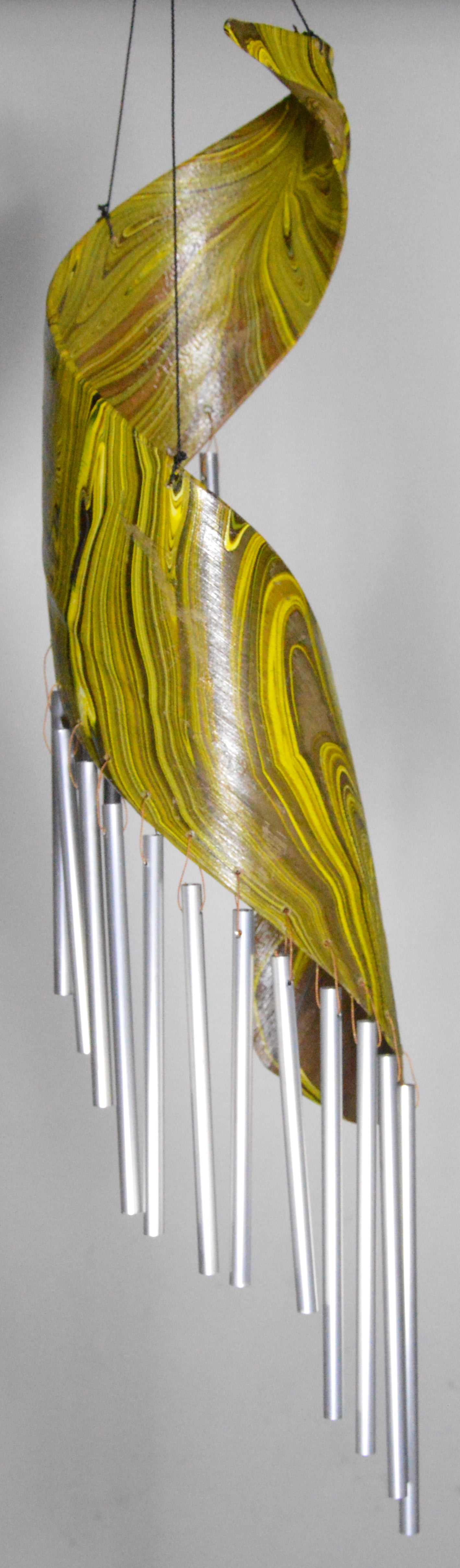 Large Beautiful Palm Tree Spiral Leaf Wind Chime with Metal Musical Sound Calming Therapy