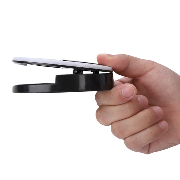 Anillo de luz LED para selfies, lámpara portátil para selfies, lámpara con clip luminosa para iPhone (negro)